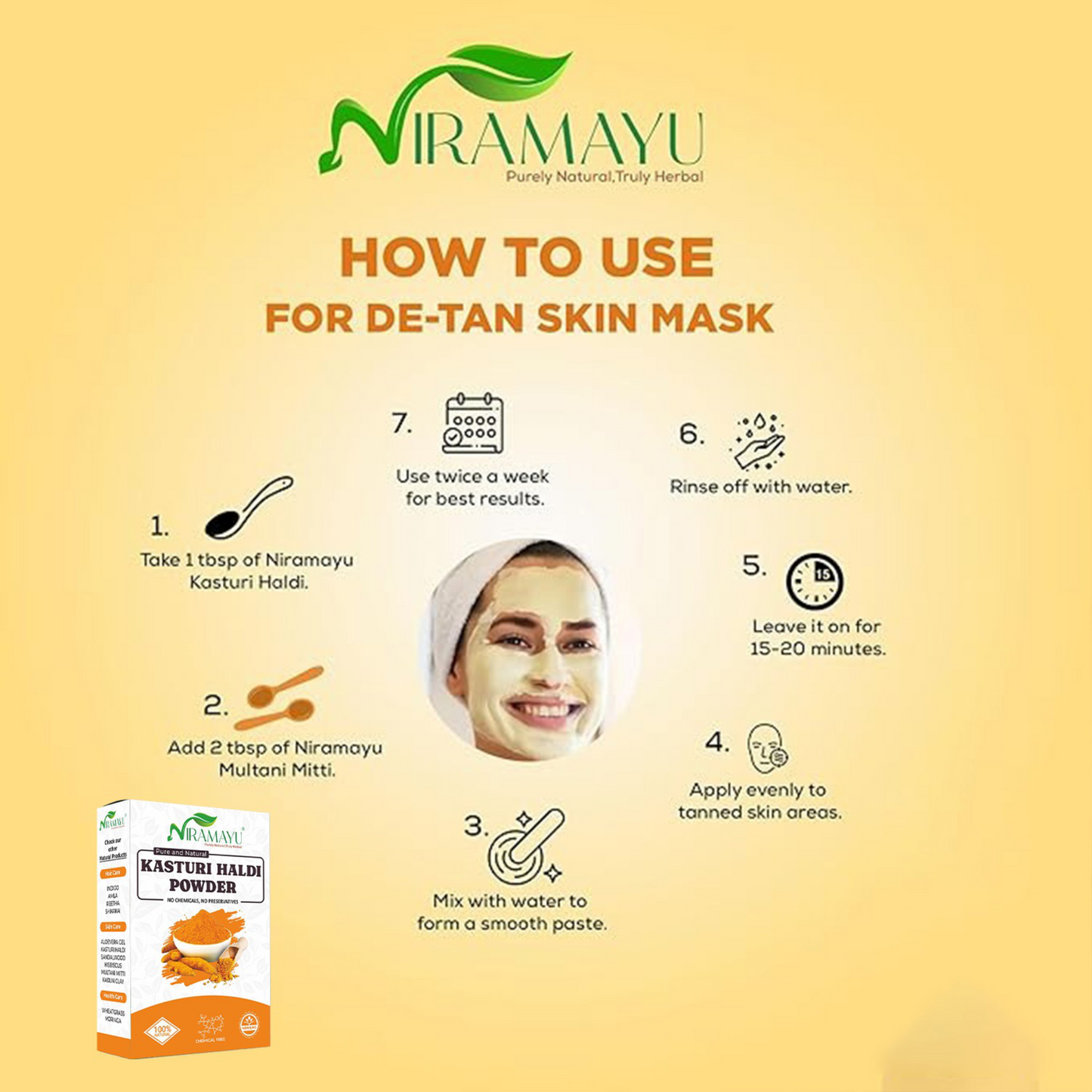 Niramayu Kasturi Haldi Powder 100g and Aloe Vera Gel 300g Skin Care Combo
