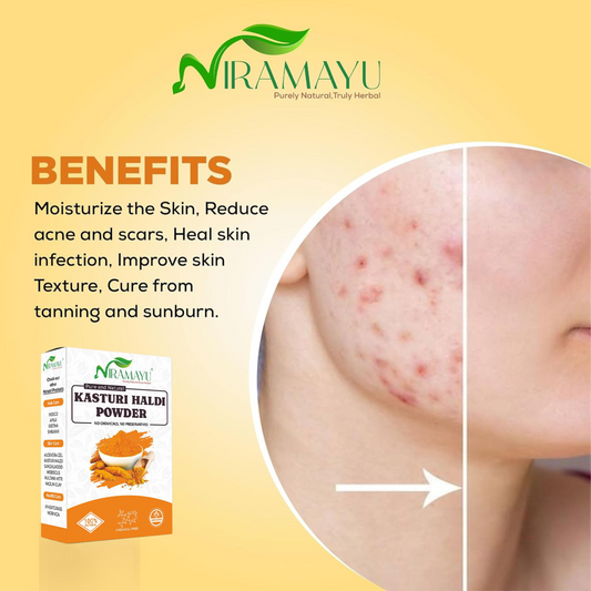 Niramayu Kasturi Haldi Powder for Face Beauty | Wild Kasturi Manjal for Skin Brightening, Tan Removal and Natural Glow | Herbal Beauty | Chemical-Free