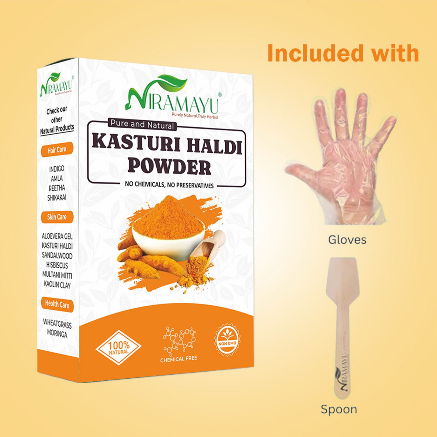 Niramayu Kasturi Haldi Powder for Face Beauty 100g | Wild Kasturi Manjal for Skin Brightening, Tan Removal and Natural Glow | Herbal Beauty | Chemical-Free
