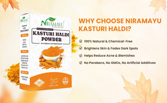 Niramayu Kasturi Haldi Powder for Face Beauty 100g | Wild Kasturi Manjal for Skin Brightening, Tan Removal and Natural Glow | Herbal Beauty | Chemical-Free