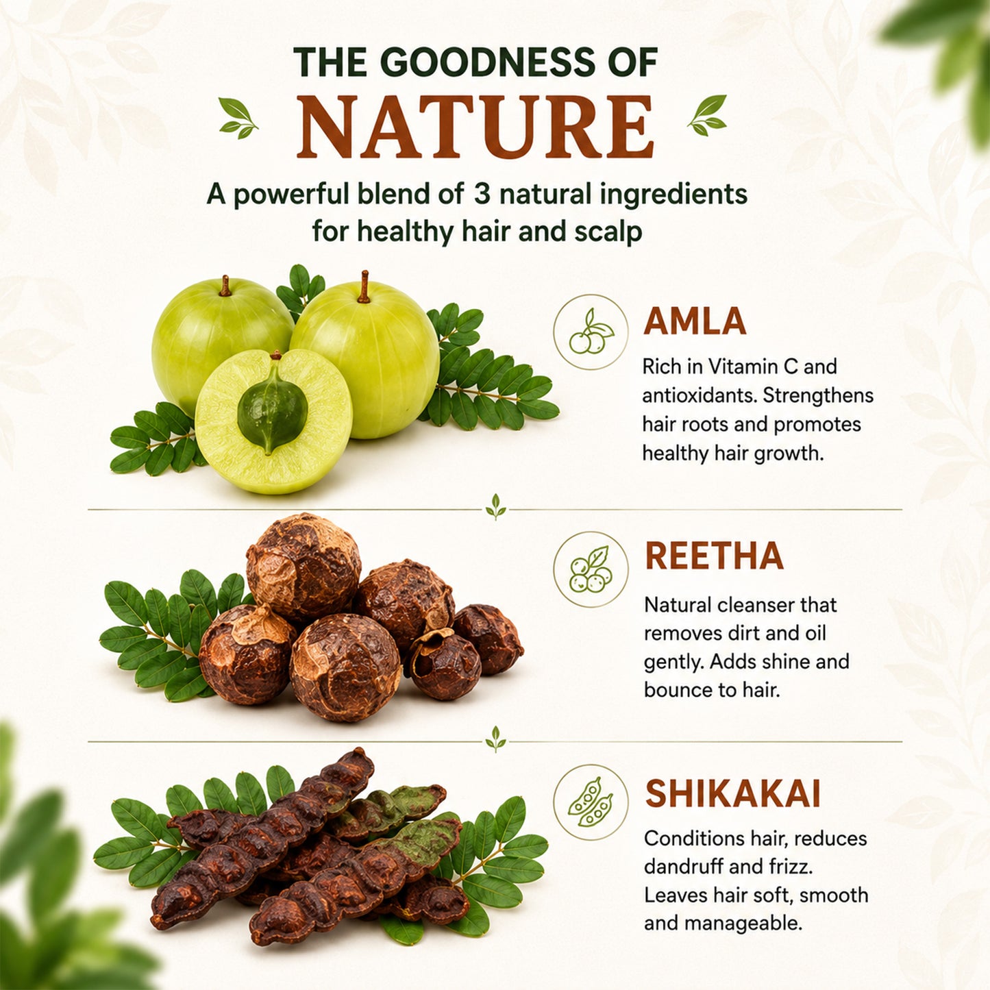 Niramayu Amla Reetha Shikakai Powder for hair 200 gm | 3 in 1 Herbal Care