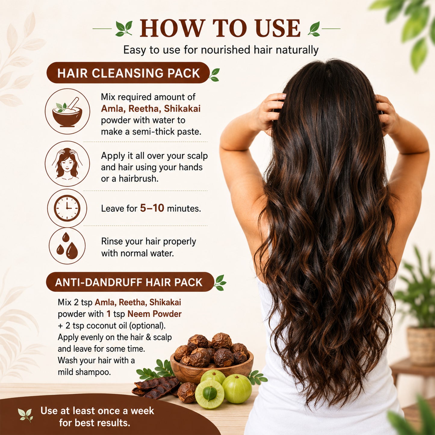 Niramayu Amla Reetha Shikakai Powder for hair 200 gm | 3 in 1 Herbal Care