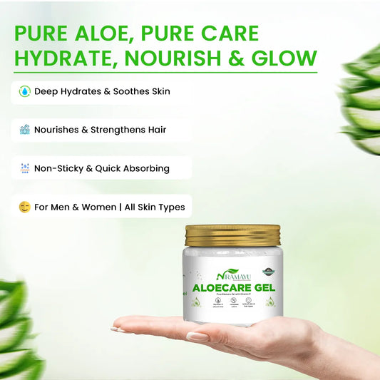 Niramayu Aloevera Skin/Hair Gel for Face Care & Hair Nourishment 300Gm | Natural Ayurvedic Formula for Hydration, Glow Lightweight Non-Sticky Daily Use Gel for Men & Women