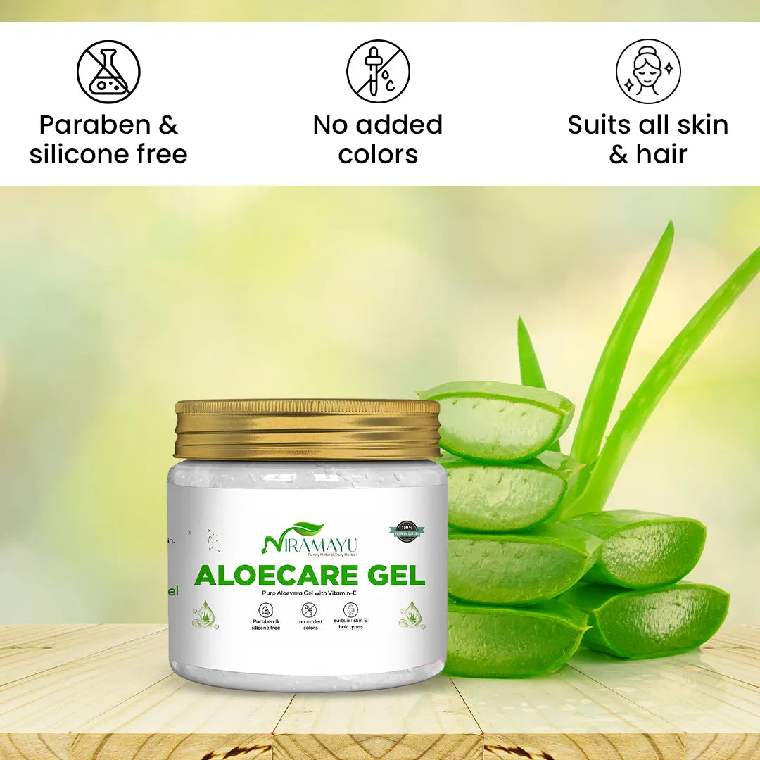 Niramayu Aloevera Skin/Hair Gel for Face Care & Hair Nourishment 300Gm | Natural Ayurvedic Formula for Hydration, Glow Lightweight Non-Sticky Daily Use Gel for Men & Women