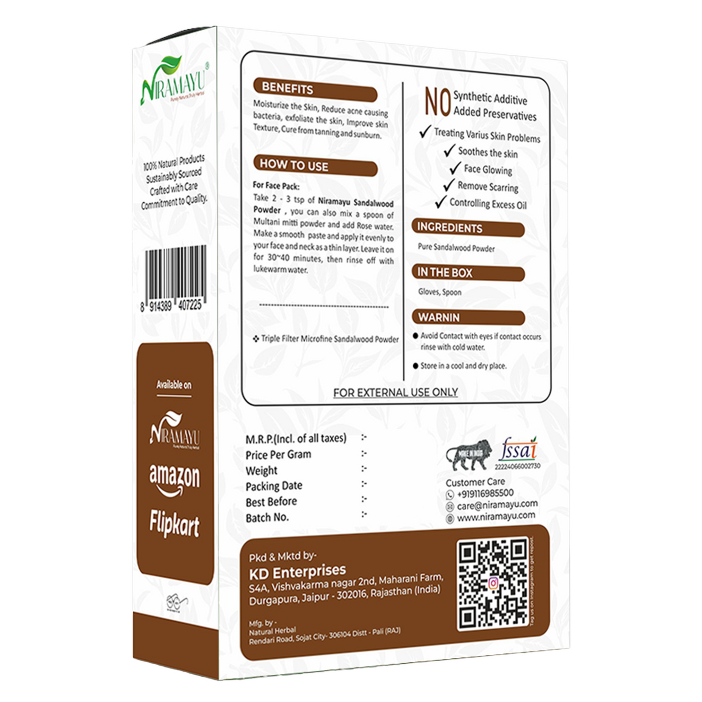 Niramayu Sandalwood/Chandan Powder for Face Pack and Skin Care 200gm | Helps Reduce Dark Spots, Acne and Tan Removal | Chemical-Free Ayurvedic Face Pack for Men & Women