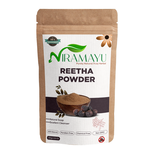 NIRAMAYU Reetha Powder for Hair Care | Paraben Free Natural Soapnut Aritha Powder Hair Cleanser | Chemical Free Herbal Hair Wash for Scalp Cleansing, Hair Shine and DIY Hair Masks