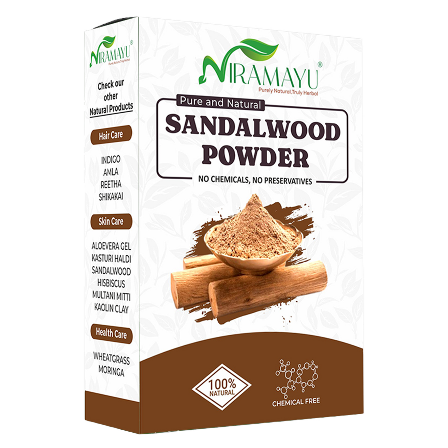 Niramayu Sandalwood/Chandan Powder for Face Pack and Skin Care 200gm | Helps Reduce Dark Spots, Acne and Tan Removal | Chemical-Free Ayurvedic Face Pack for Men & Women