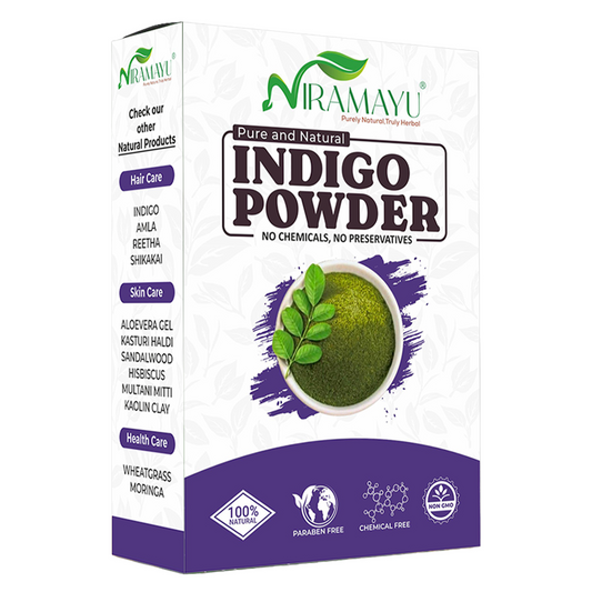 Niramayu Indigo Powder for black Hair 200Gm | Grey Coverage Formula Plant-Based Safe and Chemical-Free Hair Care | For Men and Women Smooth, Glossy and Healthy Hair Solution