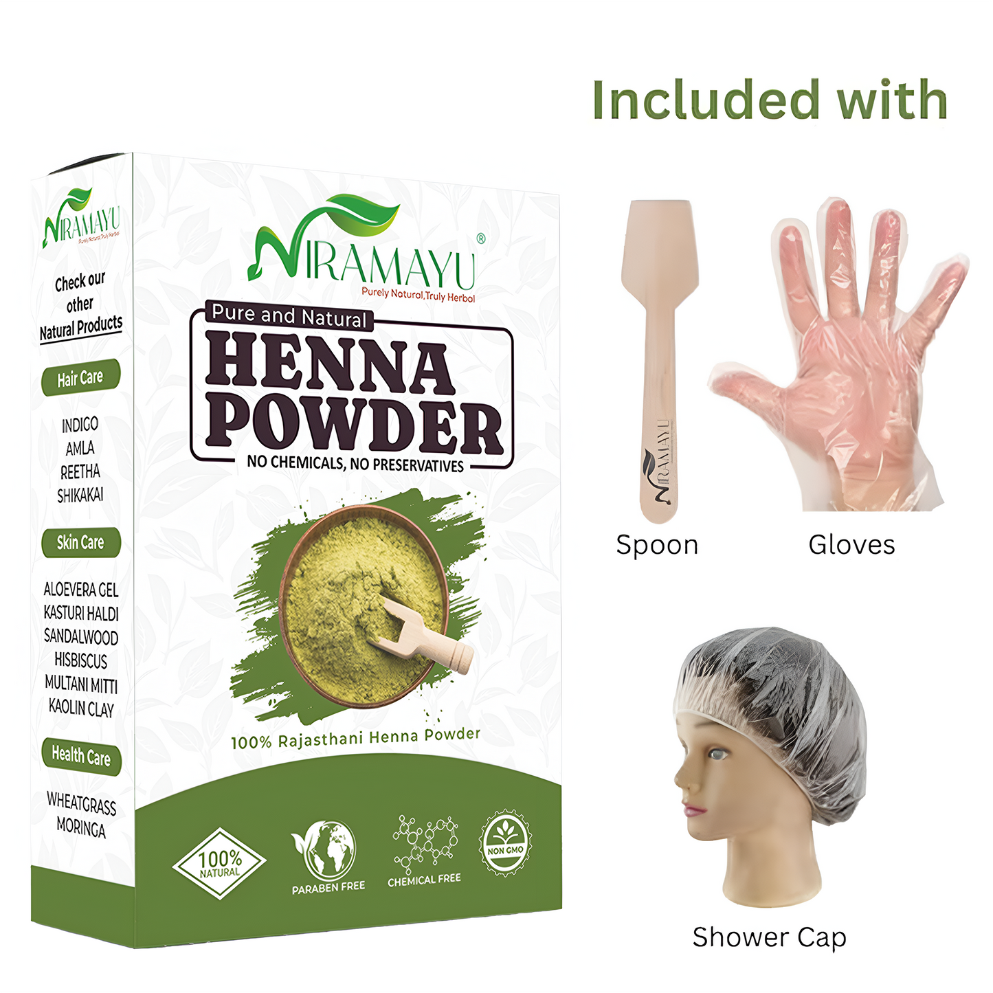 Niramayu Henna/Mehndi Powder for Hair 200g | Enriched with Herbals for Hair Colour & Conditioning, Grey Coverage, Shine and Scalp Care | Chemical-Free Plant-Based | Rajasthani Sojat Henna